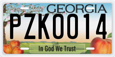 GA license plate PZK0014