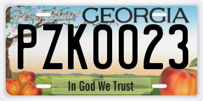 GA license plate PZK0023