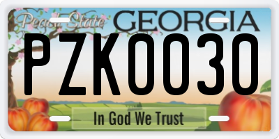 GA license plate PZK0030