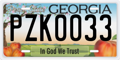 GA license plate PZK0033
