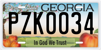 GA license plate PZK0034
