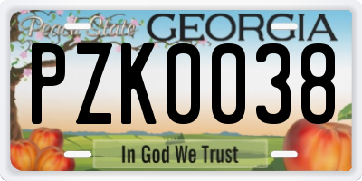 GA license plate PZK0038