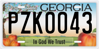 GA license plate PZK0043