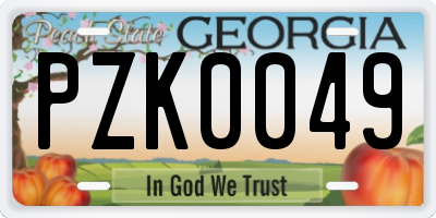 GA license plate PZK0049