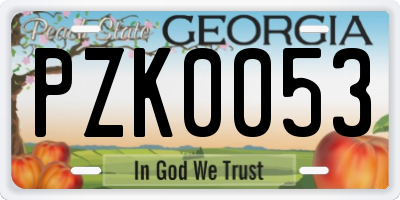 GA license plate PZK0053