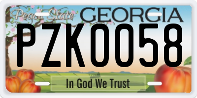 GA license plate PZK0058