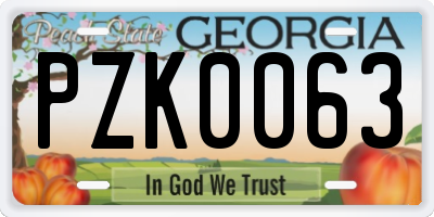 GA license plate PZK0063