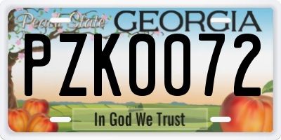 GA license plate PZK0072