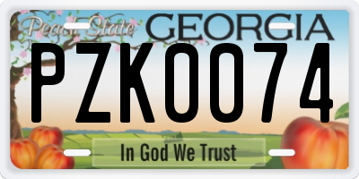 GA license plate PZK0074