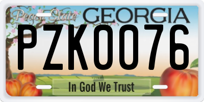 GA license plate PZK0076