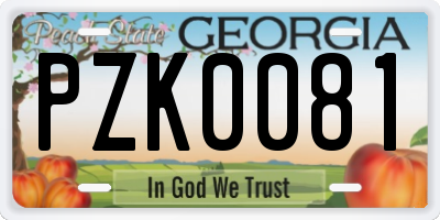GA license plate PZK0081