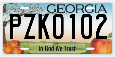 GA license plate PZK0102