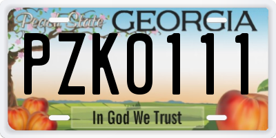 GA license plate PZK0111