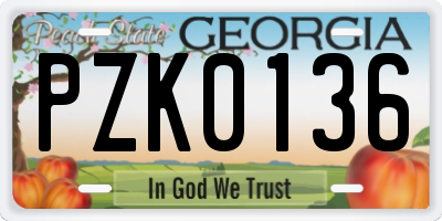 GA license plate PZK0136