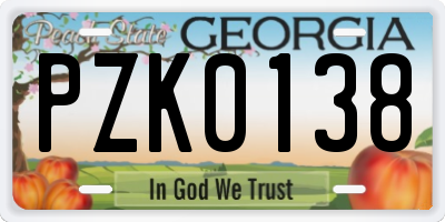 GA license plate PZK0138