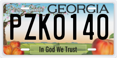 GA license plate PZK0140