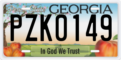 GA license plate PZK0149