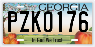 GA license plate PZK0176