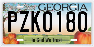 GA license plate PZK0180
