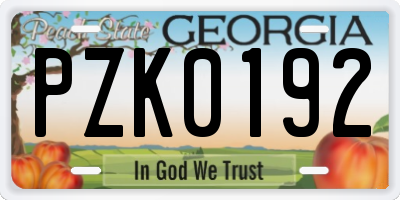 GA license plate PZK0192