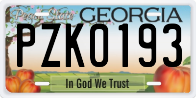 GA license plate PZK0193