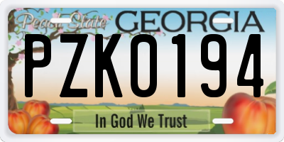 GA license plate PZK0194