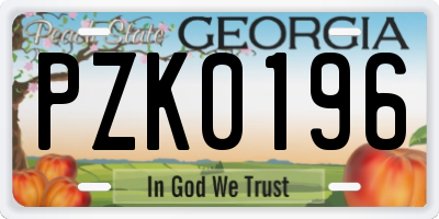 GA license plate PZK0196