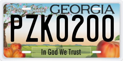 GA license plate PZK0200