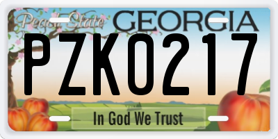 GA license plate PZK0217