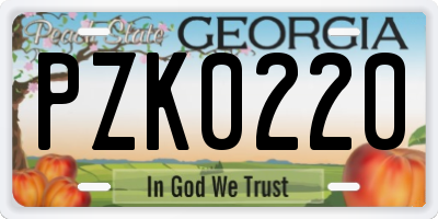 GA license plate PZK0220