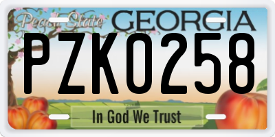 GA license plate PZK0258