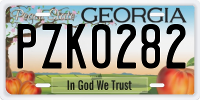 GA license plate PZK0282