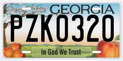 GA license plate PZK0320