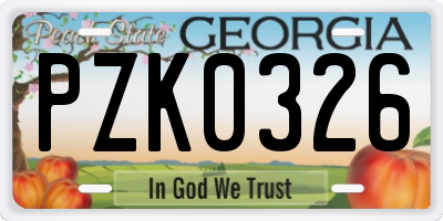 GA license plate PZK0326