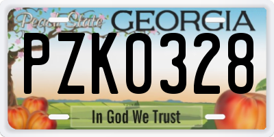 GA license plate PZK0328