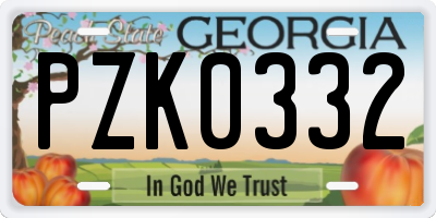 GA license plate PZK0332