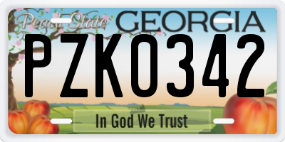 GA license plate PZK0342