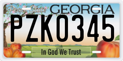 GA license plate PZK0345