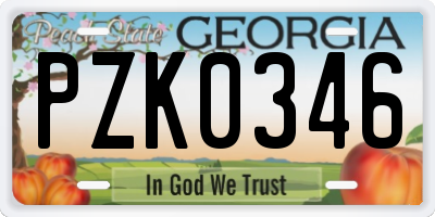 GA license plate PZK0346