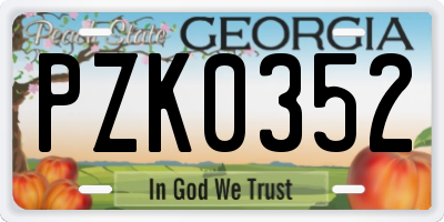GA license plate PZK0352