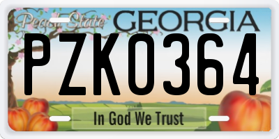 GA license plate PZK0364