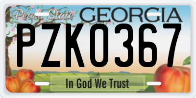 GA license plate PZK0367