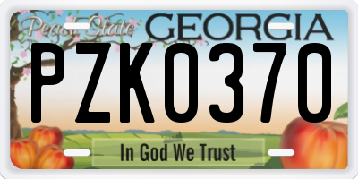 GA license plate PZK0370