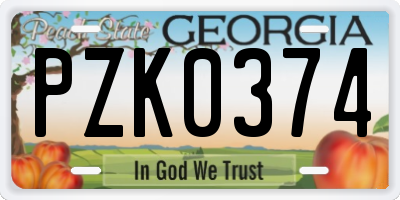 GA license plate PZK0374