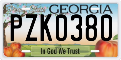 GA license plate PZK0380