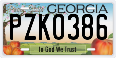 GA license plate PZK0386