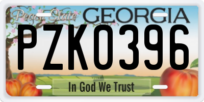GA license plate PZK0396