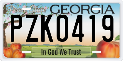 GA license plate PZK0419