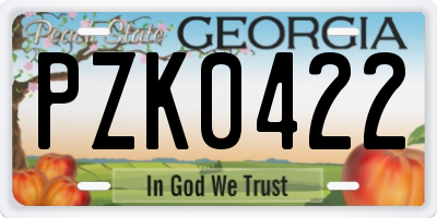 GA license plate PZK0422