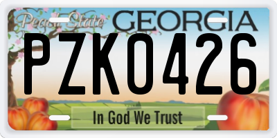 GA license plate PZK0426
